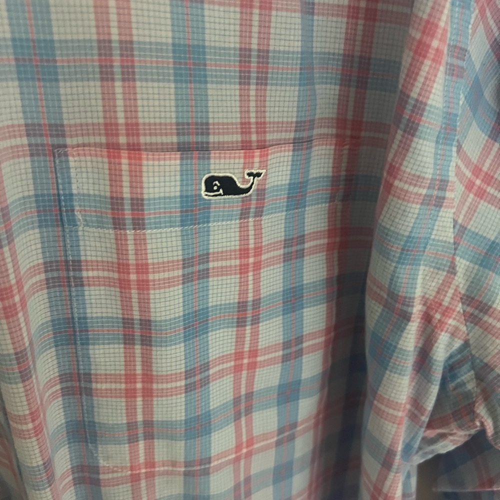 Vineyard Vines Men's Casual Blue and Pink Check Shirt - Picture 3 of 5